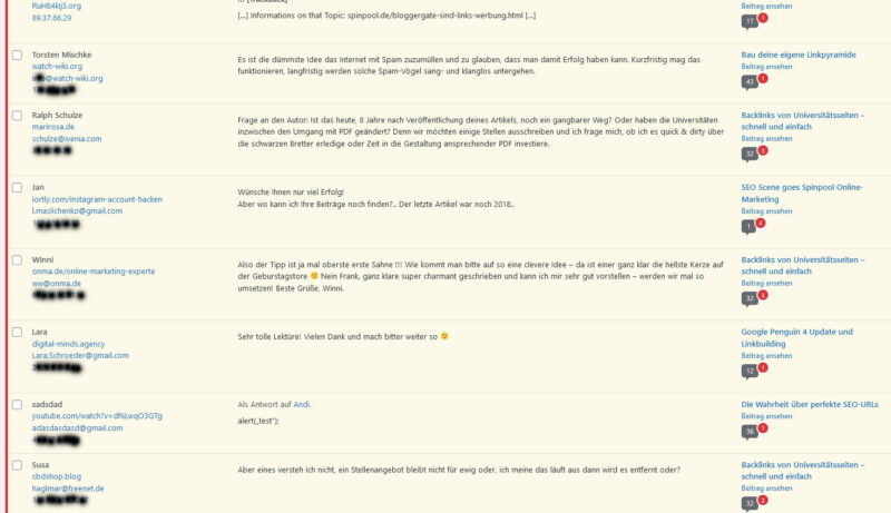 blogkommentare bei spinpool