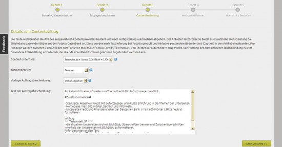 Rapidsites Contentauftrag Rapidsites Contentauftrag