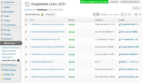 umgeleitete Links umgeleitete Links